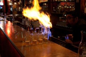Flaming Dr. Pepper shots - because if there isn't a risk of being burned what's the point?