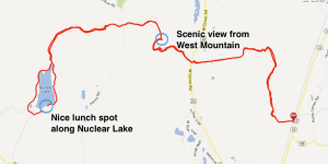 Map of my hike along the Appalachian Trail & Nuclear Lake - August 2013